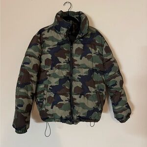 Forever 21 Kids Green Camouflage Puffer Jacket